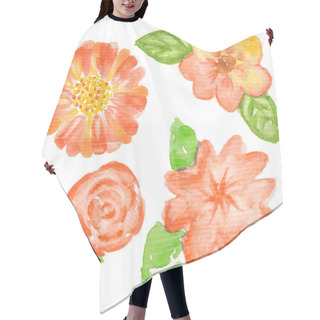 Personality  Hand Drawn Watercolor Flowers Hair Cutting Cape