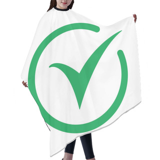 Personality  Tick Icon Vector Symbol, Green Checkmark Isolated On White Background, Check Mark Or Checkbox Pictogram, Checked Icon Or Correct Choice Sign. Hair Cutting Cape