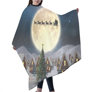 Personality  Silhouette Of Santa And Reindeer Hair Cutting Cape
