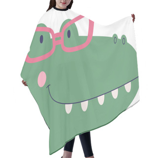 Personality  Crocodile Face With Glasses Vector Illustration Hair Cutting Cape