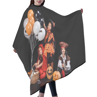 Personality  Children With Halloween Balloons Hair Cutting Cape