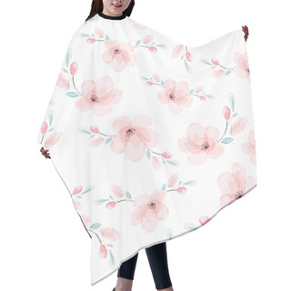 Personality  Watercolor Pink Sakura Or Cherry Blossom Flower Blooming Seamless Pattern Hair Cutting Cape
