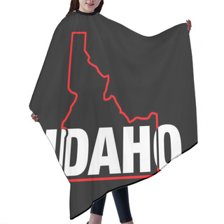 Personality  IDAHO State Map Typography On Black Background. Hair Cutting Cape