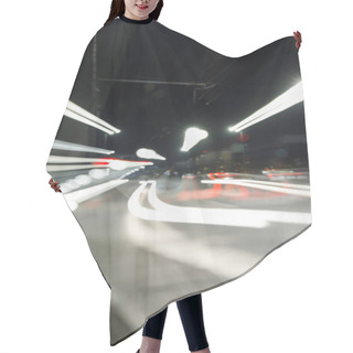 Personality  Long Exposure Of Bright Lights On Busy Road At Nighttime In City Hair Cutting Cape