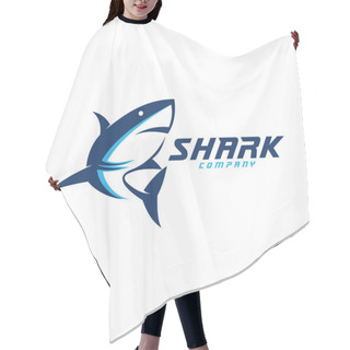 Personality  Mascot Shark Electronic Sport Game Vector Logo Design Hair Cutting Cape
