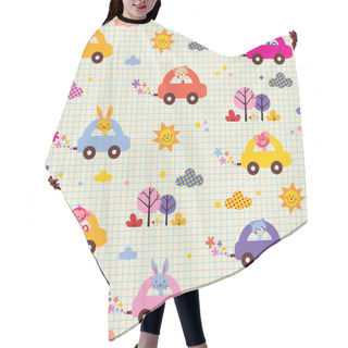 Personality  Cute Animals Driving Cars Pattern Hair Cutting Cape