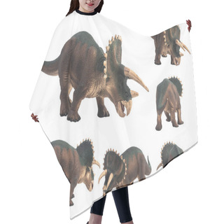 Personality  Triceratops  Dinosaur On White Background . Hair Cutting Cape