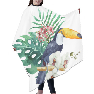 Personality  Watercolor Toucan With Flower Hair Cutting Cape