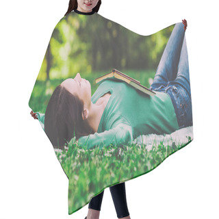 Personality  Woman Lying Down In Nature And Sleeping Hair Cutting Cape