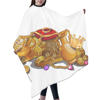 Personality  Royal Gold Treasure, Crown And Precious Relics Hair Cutting Cape