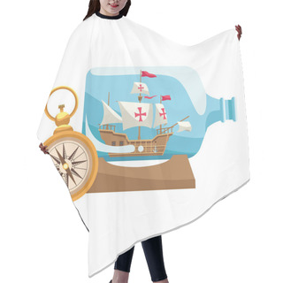 Personality  Caravel Ship Antique In Bottle Hair Cutting Cape