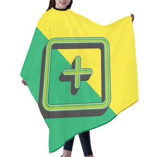 Personality  Add Square Outlined Interface Button Green And Yellow Modern 3d Vector Icon Logo Hair Cutting Cape