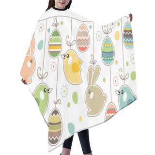 Personality  Seamless Spring Border With Easter Eggs,birds And Rabbits Hair Cutting Cape
