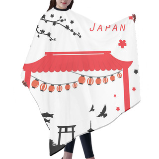 Personality  Japan View Travel Black And Red Vector Hair Cutting Cape