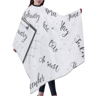 Personality  Top View Of Arranged Notepad And Paper Calendar Hair Cutting Cape