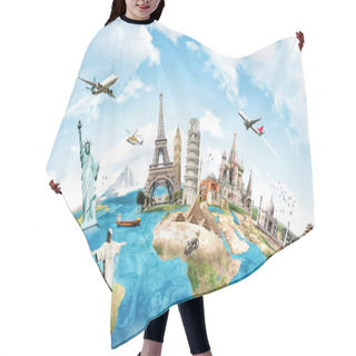 Personality  Travel The World Monument Concept Hair Cutting Cape