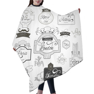 Personality  Retro Design Catchwords Elements On Whiteboard  Hair Cutting Cape