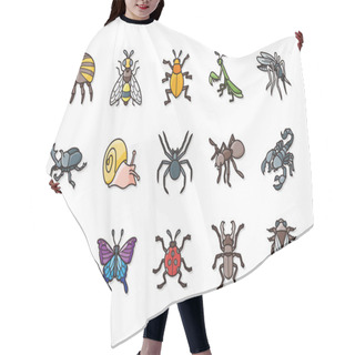 Personality  Insects And Bugs Icons Set,eps10 Hair Cutting Cape