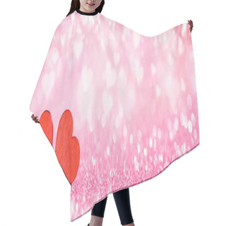 Personality  Two Red Hearts On Bokeh Background Hair Cutting Cape
