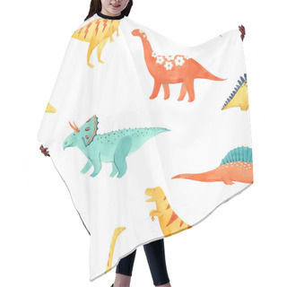 Personality  Watercolor Dinosaur Baby Vector Pattern Hair Cutting Cape