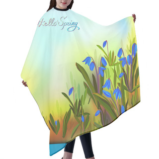 Personality  Hand Drawn Squill Blue Flowers. Hair Cutting Cape