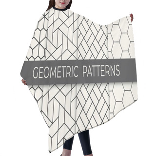 Personality  Black And White Geometric Grid Pattern Set Hair Cutting Cape