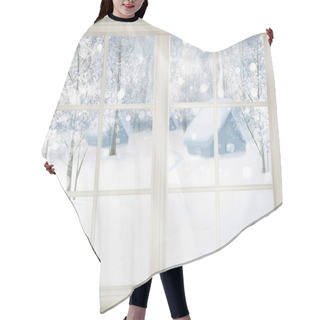 Personality  Window With Winter View Hair Cutting Cape