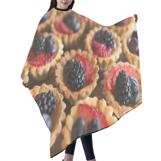 Personality  Berry Tartlets Dessert On Wooden Background Hair Cutting Cape
