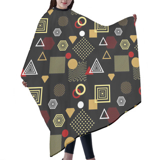 Personality  Abstract Seamless Pattern In Postmodern Memphis Style Black Gold Red Hair Cutting Cape