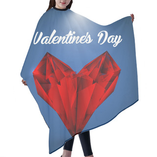 Personality  Vector Red Crystalline Heart. Greeting Card For Valentine's Day. Hair Cutting Cape