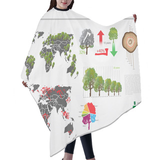 Personality  Eco Info Graphic Vector With Map Of World Hair Cutting Cape