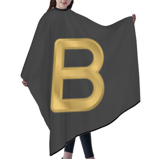 Personality  Beta Gold Plated Metalic Icon Or Logo Vector Hair Cutting Cape