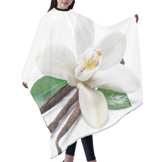 Personality  Dried Vanilla Sticks And Orchid Vanilla Flower On White Backgrou Hair Cutting Cape