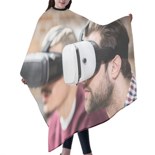 Personality  Men In Virtual Reality Glasses Hair Cutting Cape