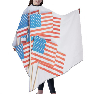 Personality  Miniature Paper Flags USA. American Flag On White Background. Hair Cutting Cape
