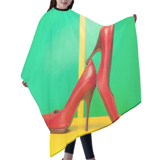 Personality  Red High Heels Shoes Hair Cutting Cape
