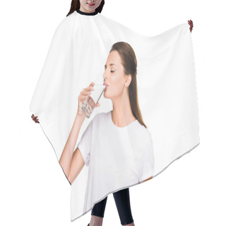 Personality  Young Woman With Glass Of Water Hair Cutting Cape