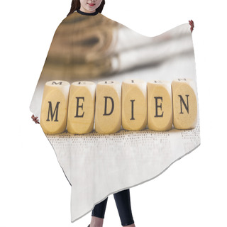 Personality  Letter Dices Concept: Medien (German) Hair Cutting Cape