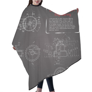 Personality  Mechanical Engineering Drawings On Blackboard Hair Cutting Cape
