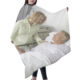 Personality  Woman Visiting Man In Hospital Hair Cutting Cape