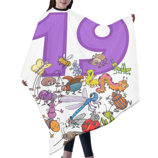 Personality  Cartoon Illustration Of Number Nineteen And Insect Characters Group Hair Cutting Cape