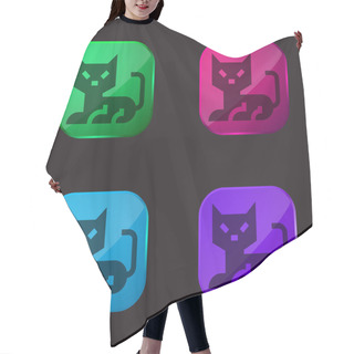 Personality  Black Cat Four Color Glass Button Icon Hair Cutting Cape