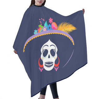 Personality  Dia De Los Muertos, Day Of The Dead, Mexican Holiday, Festival. Woman Skull With Make Up Of Catarina With Flowers Crown. Poster, Banner And Card With Sugar Skull Hair Cutting Cape