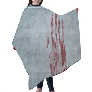 Personality  Red Bloody Hand Print On Grey Textured Surface Hair Cutting Cape