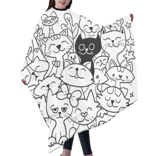 Personality  A Charming Collection Of Joyful Cartoon Cats Depicted In Various Poses And Expressions In A Delightful Black And White Doodle ,Illustration Vector Hair Cutting Cape