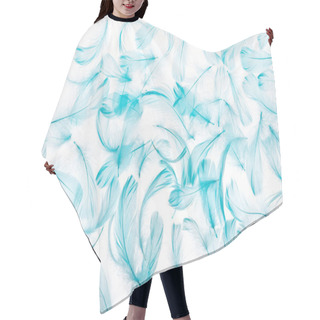 Personality  Pattern Of Blue Lightweight And Fluffy Feathers Isolated On White Hair Cutting Cape