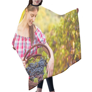 Personality  Young Woman With Basket Full Of Grapes Hair Cutting Cape