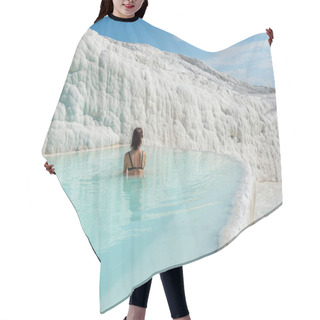 Personality  Woman In Sunglasses Bathing In Travertine Terraces Pools In Pamukkale, Turkey Hair Cutting Cape
