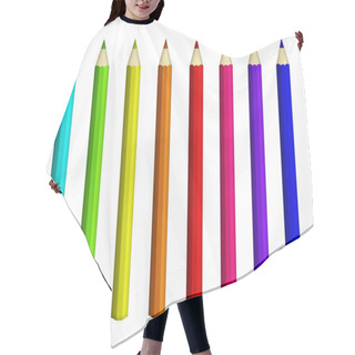 Personality  Eight Colour Pencils Isolated Over White Hair Cutting Cape