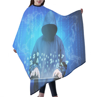 Personality  Computer Hacker Silhouette Of Hooded Man Hair Cutting Cape